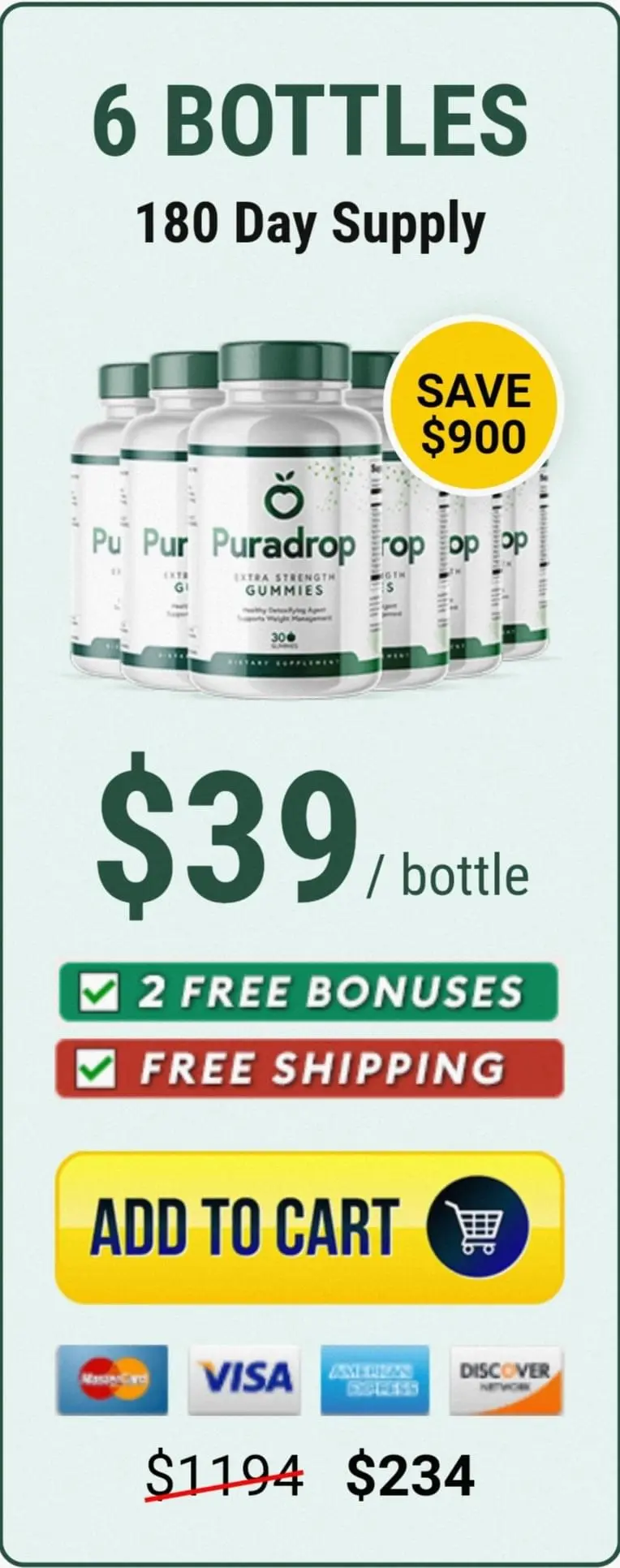 Puradrop Gummies 6 bottle price